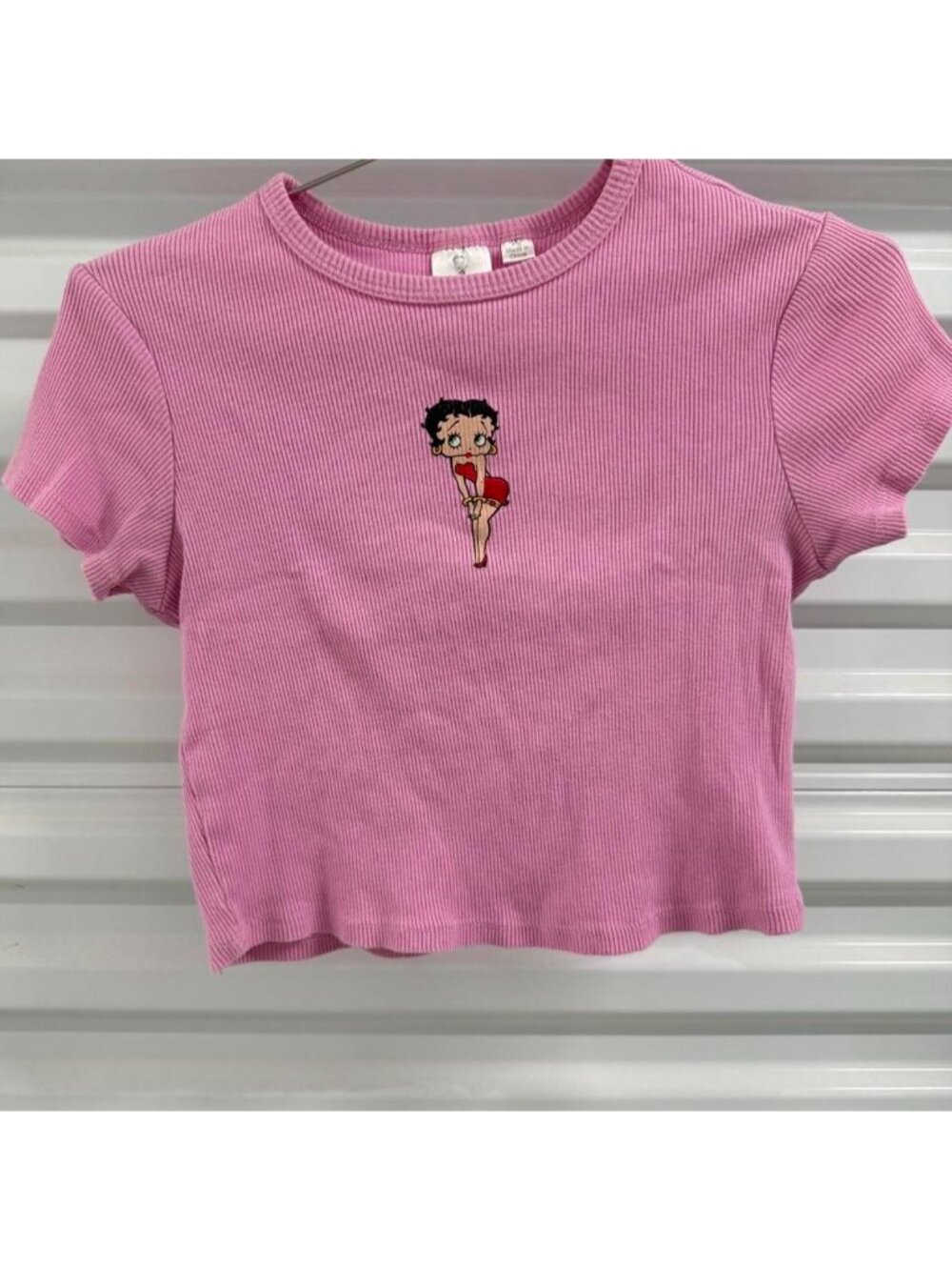 Betty Boop pink ribbed crop top M